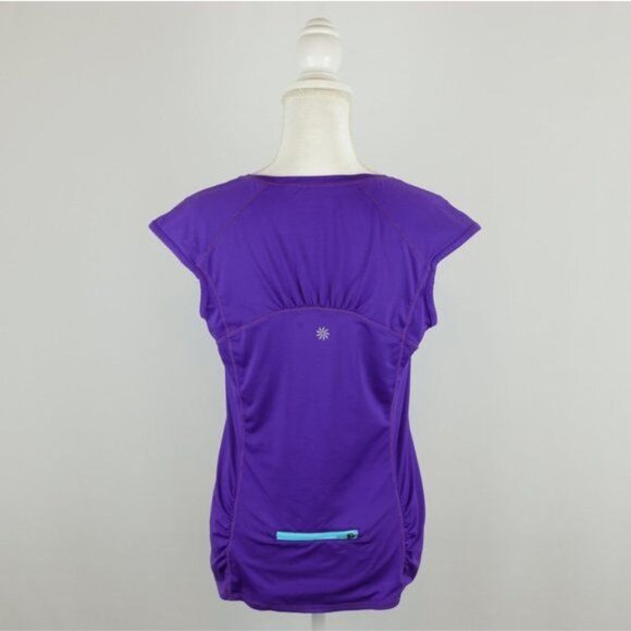 Athleta Intrepid Women's Medium Purple 1/4 Zip Sun Shield Cap Sleeve Rashguard - Picture 4 of 9